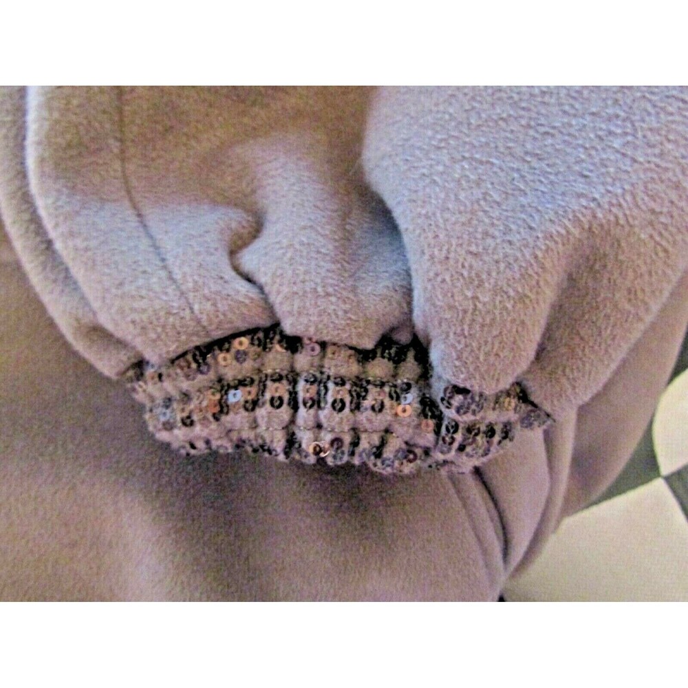 EBBERRO Vintage Taupe Wool Jacket Mink Collar Sequined Trim Satin Lined SZ 16 - Picture 7 of 8